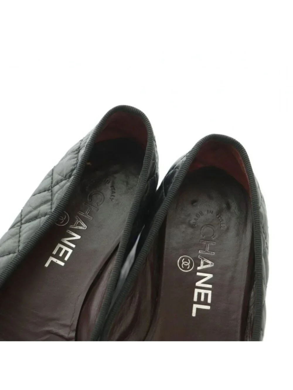 Chanel Ballerina Flat Shoes Ribbon Quilted Leather Black - Picture 4 of 9